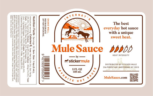 Mule Sauce - Hot sauce with Habanero, Yellow scotch bonnet and Bhut jolokia. (5 oz, 1)...