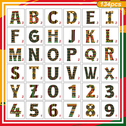 134 Pcs Juneteenth Bulletin Board Decoration Black History Month Letters Numbers Alphabet Cutouts 5'' Poster Letters Combo Set African American Cl...