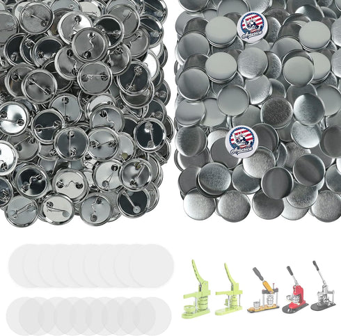 800 PCS Button Maker Supplies, 25mm / 0.98 inch Button Supplies Button Parts, Approx. 1 inch Metal Blank Button Badge Parts with Blank Paper for B...