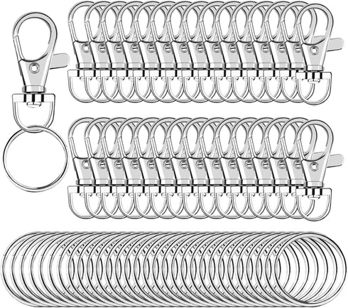 SANNIX 60PCS Lobster Claw Clasps with Key Rings, 30PCS Keychains Clips Hooks and 30PCS Key Chain Rings, Keychain Accessories, Keychain Rings for C...