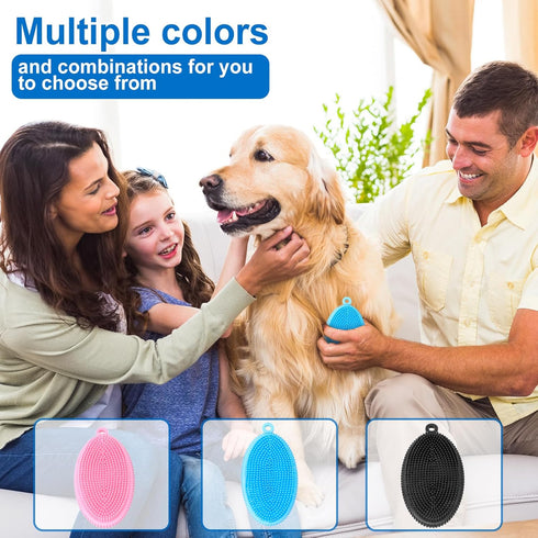 ROPO Dog Shampoo Brush, Dog Bath Brush & Dogs Shower, Dog Hand Brush For Grooming, Dog Scrubber for Bath, Dog Wash Brush 2pcS (blue+pink)...