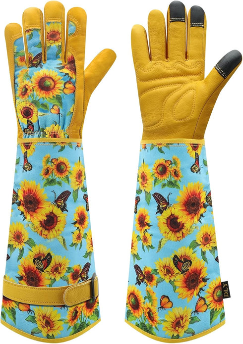 Gardening Gloves for Women, Rose Gloves Gardening Thorn Proof, Long Garden Gloves for Women, Breathable Cowhide Leather Gauntlet (Medium, Blue)...