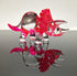 Garden Deco Glow in The Dark Pink Triceratops Hand Blown Art Glass Figurine Ornament Sculpture...