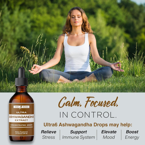 Ashwagandha Liquid Drops - Organic Ashwagandha Supplements with Rhodiola Rosea Tincture - Root Extract for Mood and Energy - Supplement for Men & ...