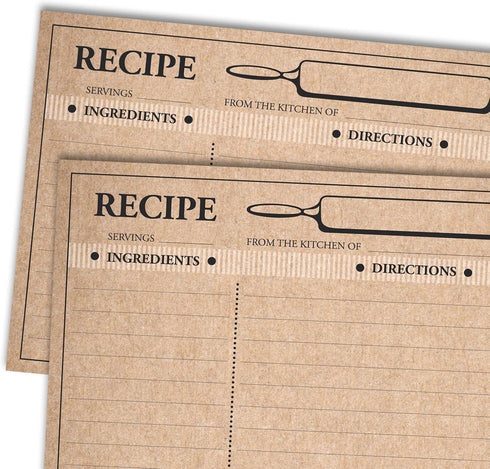 50 Farmhouse Rustic Recipe Cards 4x6, Double Sided Kraft Design Cards...