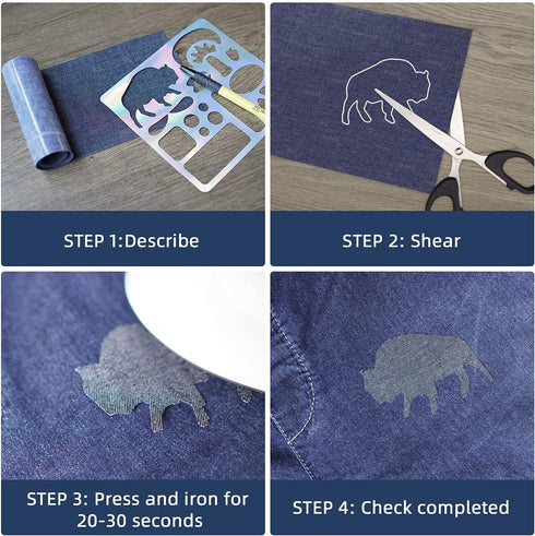 Azobur Iron on Patches for Clothing Repair, Jean Patches for Inside and Outside, Sew on Iron on Denim Patches for Jeans Kits 4"x 60"(10.5cm x 152....