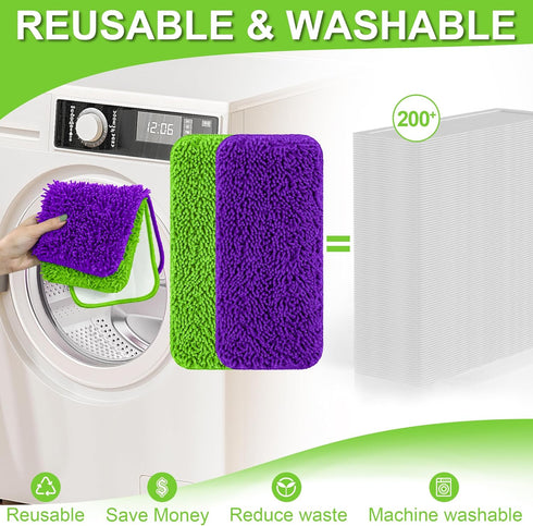 Aifacay Reusable Mop Pads Compatible with Swiffer Wet Jet Mop, Wet Jet Pads Refills Microfiber Mop Pads Wet & Dry Use Mop Replacement Pad for Swif...