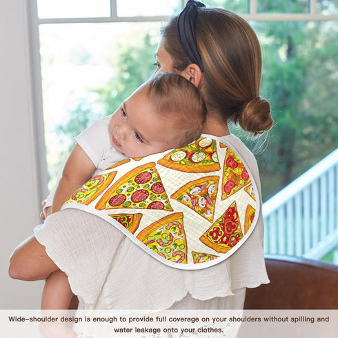 Pizza Slice With Fruit Vegetable Muslin Burp Cloths for Baby 1 Pack Soft 100% Cotton Baby Washcloths Bibs for Boy Girl...