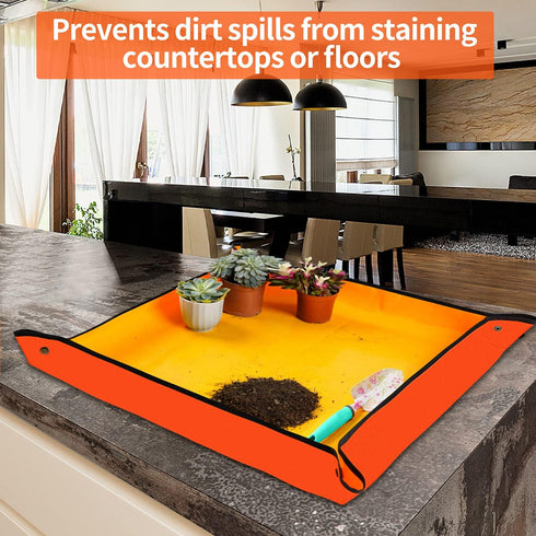 Repotting Mat for Indoor Plant Transplanting & Potting Soil Mess Control, 26.8" X 26.8" Portable Potting Tray Succulent Plant Mat Indoor Gardening...