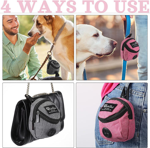 2 Pieces Dog Treats Bag Pet Poop Treat Bag Holder Dog Poop Treat Bag Dispenser Outdoor Holder Carrier Dog Waste Zipper Pouch with Metal Button for...