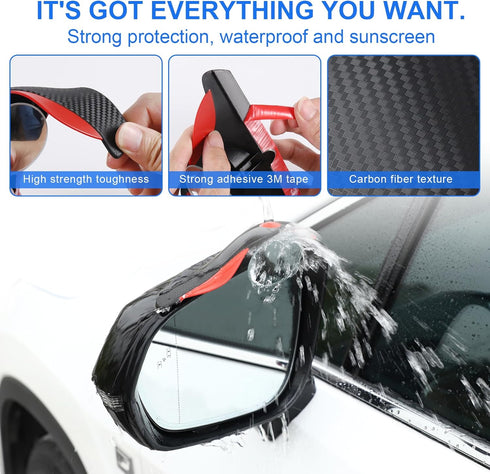 LivTee Car Blind Spot Mirror with Side Mirror Rain Guard 2 Pack, Carbon Fiber 2-in-1 Rear View Rain Mirror Covers, 360 Drgree Adjustable Convex Mi...