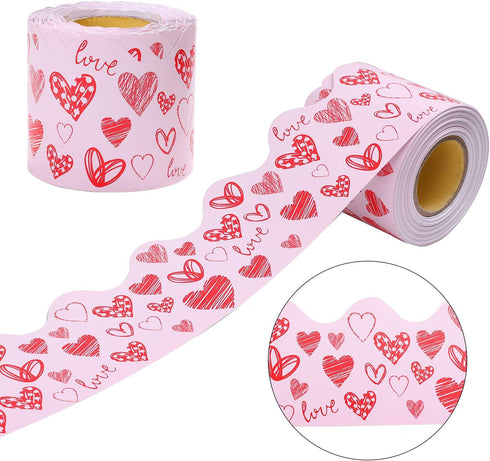 URATOT 65.6 Feet Valentine's Day Bulletin Board Border Scalloped Border Decoration Rolled Borders for Black Board, Classroom Decoration...