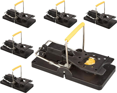 12 Pack Mouse Traps (Standard Size), Indoor/Outdoor, Reusable, EZ Set-Up, Stainless Steel Spring, Tough ABS Body, Bait Cup. Finger Saver Design, B...