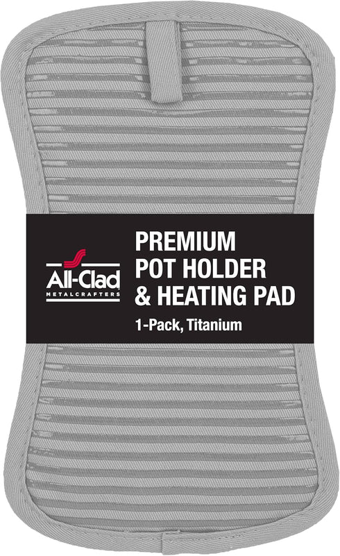 All-Clad Premium Pot Holder & Hot Pad: Heat Resistant to 500 Degrees - 100% Cotton, 10"x6.25" Hot Pad for Kitchen and Barbeque, (1-Pack), Titanium...
