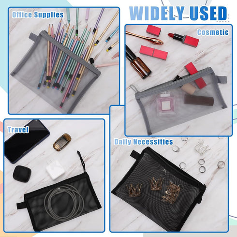 15 Pcs Mesh Zipper Pouch Mesh Bags Makeup Bags Mesh Cosmetic Bag Makeup Pouches,Nylon Mesh Travel Bags,Zipper Pouches for Organizing Pouches for T...