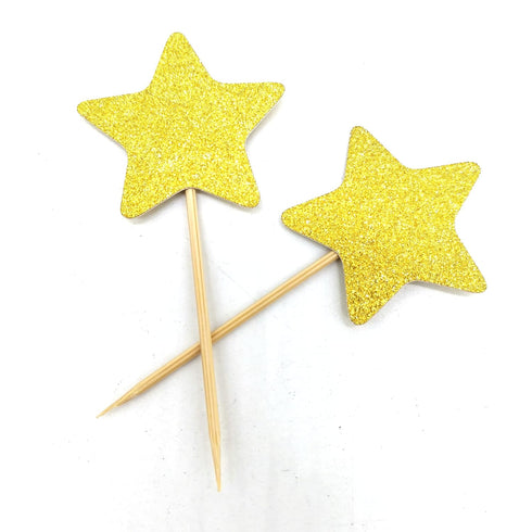 Gold Star Cupcake Toppers Star Cupcake Toppers Twinkle Little Star Decorations Birthday Cupcake Toppers Glitter Star Cake Decoration for Party Bir...