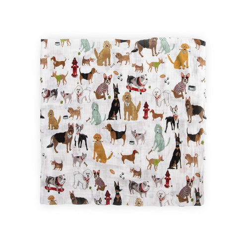 Little Unicorn – Woof Cotton Muslin Swaddle Blanket | Single | 100% Cotton | Super Soft | Newborns and Infants | Large 47” x 47” | Machine Washabl...