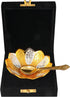SATVIK 1 Pc 4 Inch Designer Gold Silver Plated Lotus Flower Dessert Dry Fruits Embossed Serving Bowl With Spoon Set Diwali Pujan Decortive Bhog Bo...