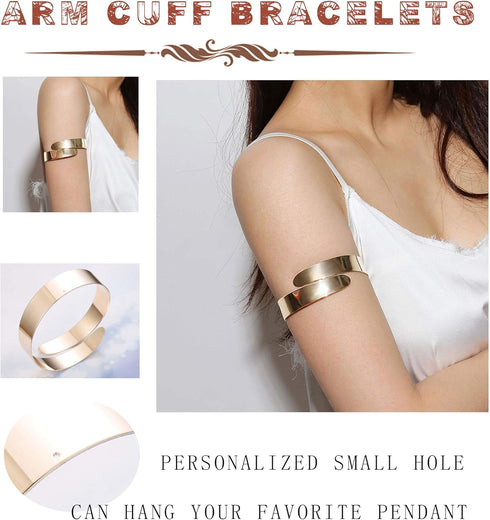 HANPABUM Women Gold Tone Choker Necklace and Cuff Bangle Bracelet Jewelry Set Exaggerated Punk Style (A:Gold Tone)...