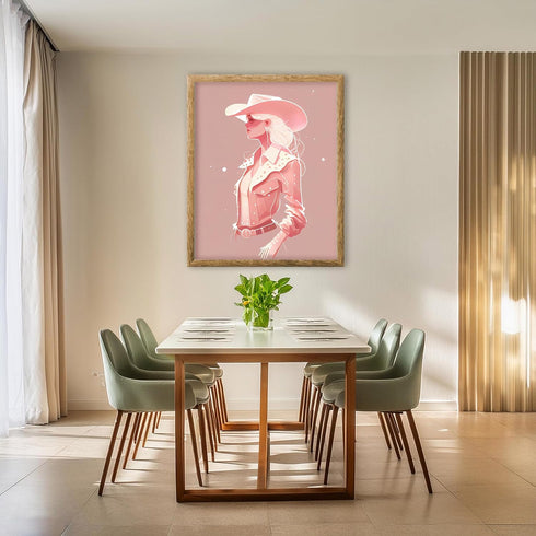 Posterizer 1 pcs-pastel pink cowgirl-Western Art-Abstract & Modern Art-Gift for Men Women Entrepreneur Teens-Living Room Bedroom Decor- UNFRAMED W...
