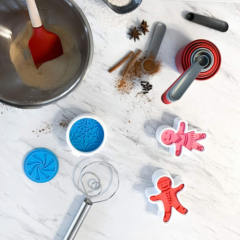 Tovolo Gingerbread Girls Templates Reverse, Dishwasher Safe, Set of 6 Cookie Stamps with Cutter...
