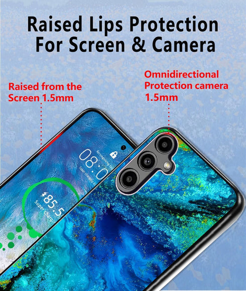Samsung Galaxy A54 Case, Slim Fit Blue Watercolor Glow in The Dark Hybrid Hard PC Soft TPU Bumper Shockproof Drop Protective Women Men Phone Cover...