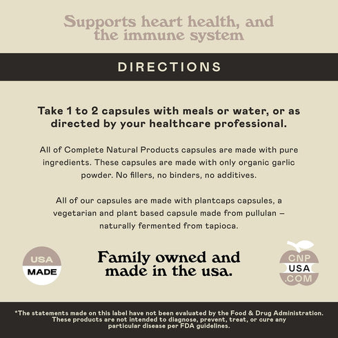 Complete Natural Products Organic Garlic Capsules - 520mg Capsules 100 Count Vegetarian Pills Supplement, Garlic Powder Capsules & Extract...