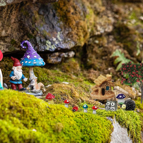 58 Pieces Miniature Garden Set, Fairy House Diorama Accessories Mini Figurines Micro Landscape Ornaments Mixed Model Trees for DIY Garden Decor Su...