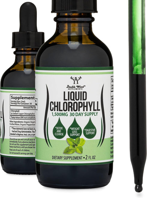 Chlorophyll Liquid Drops - Peppermint Flavored, Vegan Safe (Rich, Full Texture and Taste, Not Watered Down) for Skin Health, and Immune Function (...