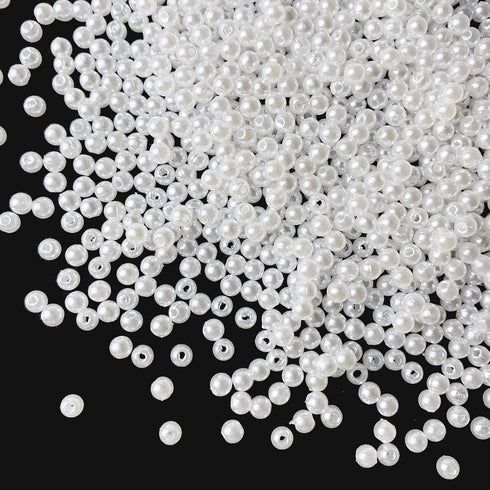3000pcs White Pearl Beads 4mm White Pearls Craft Round Beads with Holes for Sewing Crafts Decoration Bracelet Necklace Jewelry Making...