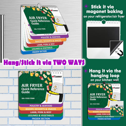 Air Fryer Cheat Sheet Magnets Cooking Guide Booklet Over 200 Foods, Air Fryer Cooking Times Chart, Air Fryer Magnetic Cheat Sheet Set, Cookbook In...
