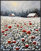 Posterizer 1 pcs-snowy winter flowers scene in oil painting style-13-Floral & Botanical Art-Landscape & Nature Art-Living Room Bedroom Decor- unfr...