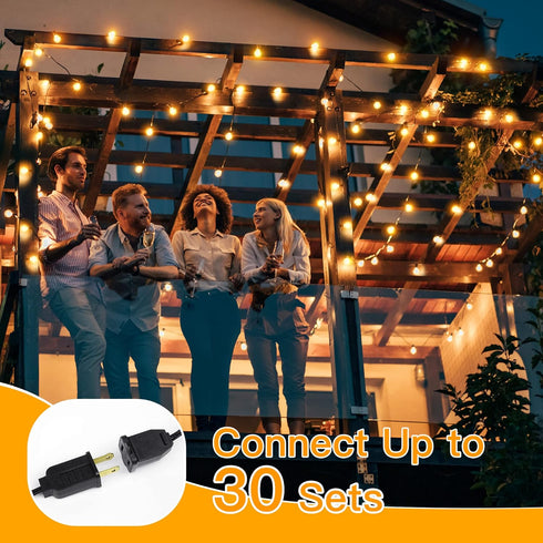 Ollny 25FT Outdoor String Lights, Waterproof Connectable Shatterproof Outside Light with 13 Edison + 1 Spare LED Bulbs Plug in, Patio Lights for I...
