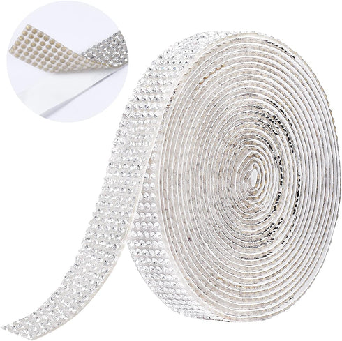 Berenlu Self Adhesive Crystal Rhinestone Diamond Ribbon?Rhinestone Decorative Sticker with 2mm Rhinestones, Diamond Crystal Sticker for Car Decora...