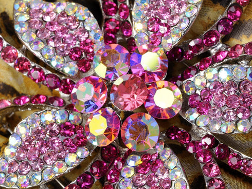 Alilang Lily Floral Flower Pink Crystal Rhinestone Fashion Statement Hawaiian Brooch Pin...