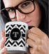3dRose mug_222082_4 Black and white chevron monogram initial T - Two Tone Black Mug, 11oz...