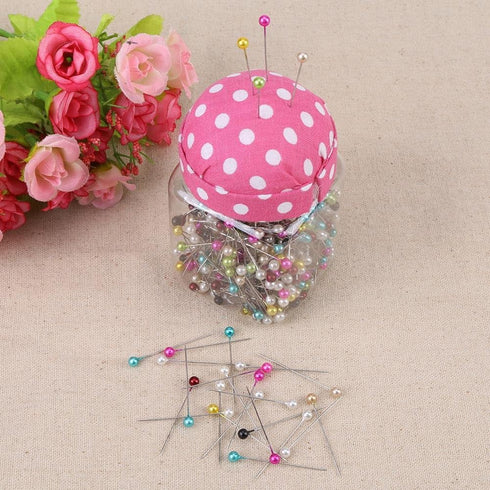 500Pcs Pearl Needles Quilting Pins Packed in Fabric Covered Pin Cushion Bottle Wedding Decorating Tool Sewing Crafts...