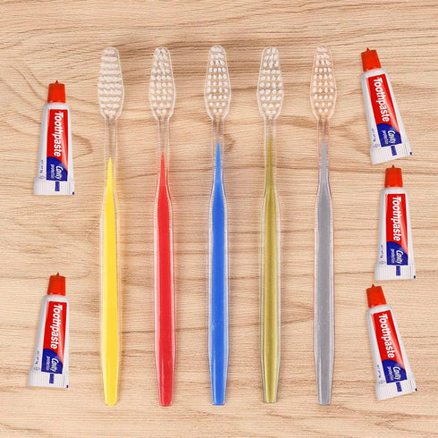 30 Pack Disposable Toothbrushes with Toothpaste (5 Colors)...