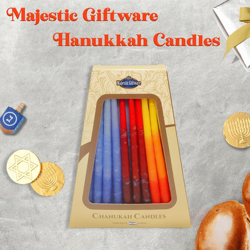 Majestic Giftware Multicolor Hanukkah Candles - CP15 | 45 Dripless Handcrafted Chanukah Candles for All 8 Nights of Hanukkah | Manufactured by Saf...