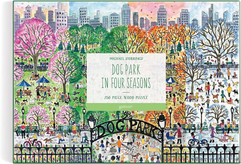 Michael Storrings Dog Park in Four Seasons 250 Piece Wood Puzzle from Galison - Artwork by Bestselling Puzzle Artist Michael Storrings, Thick and ...