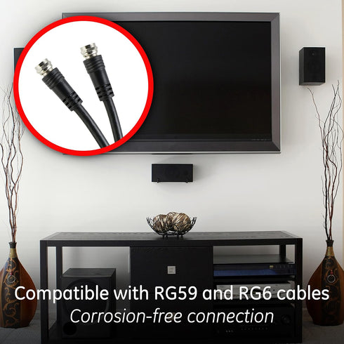 GE 4-Way Coaxial Cable Splitter, 5-900 Mhz Range, RG59 RG6 Coax Compatible, Audio, Video, Works with HD TV, Cable, Amplifiers, Amplified Antennas,...