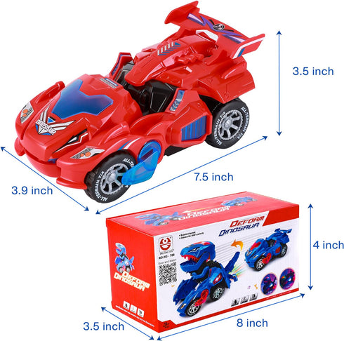 Dinosaur Toys for Kids 3-5: Transforming Dinosaur Car Toy with Light Music for Toddlers 1 2 3 4 5 Year Old Boys Girls - Dino Transformer Toys Cars...