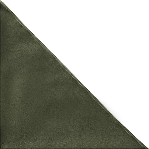 King & Priory Luxury Dark Olive Green Suede Pocket Square, Handkerchief, Moleskin...