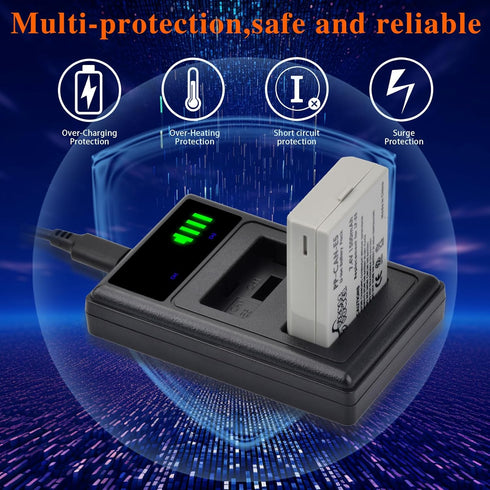 LP-E5 LPE5 LP E5 Battery and Smart LED Display Dual Channel Charger Compatible with Canon EOS Rebel XSi, Rebel T1i, Rebel XS, 1000D, 500D, 450D, K...