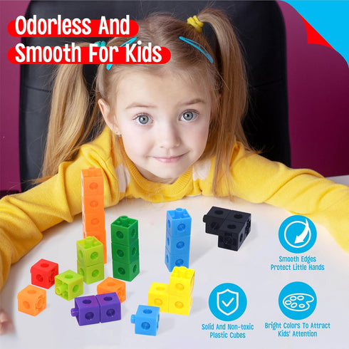 SpriteGru Math Linking Cubes, Set of 100 Math Cubes Manipulative Connecting and Counting Snap Blocks for Early Math and Construction, Educational ...