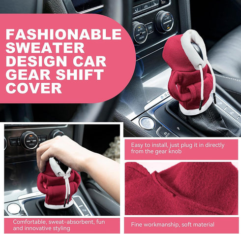 Gear Shift Hoodie Cover, Universal Car Shift Knob Hoodie, Mini Automotive Interior Cute Gadgets, Christmas Car Accessories and Decorations...