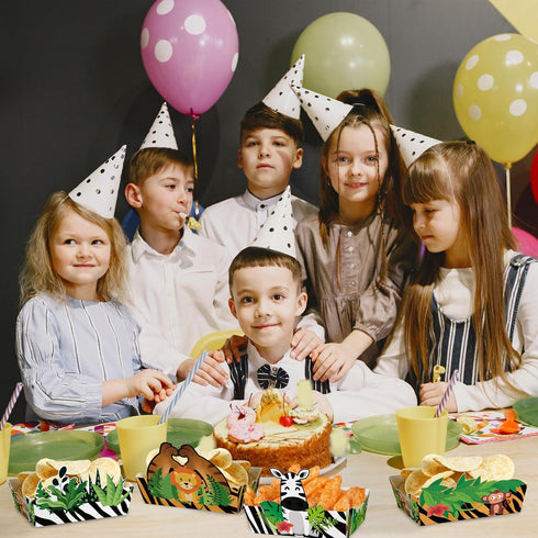 24 Pcs Jungle Safari Snack Trays Party Supplies?Jungle Animals Food Boats Bowl for Wild One Birthday Party Wedding Baby Shower Tropical Dinner Dec...