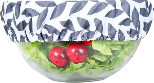 wegreeco Elastic Reusable Bowl Covers - Set of 3, Grey Leaf...