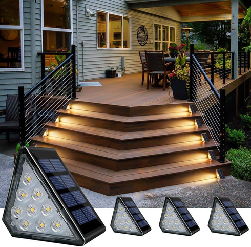 Solar Step Lights, Stair Fence Triangle Lights IP67 Outdoor Waterproof LED Deck Light for Garden Yard Patio, Porch, Front Door, Outside, Pathway, ...