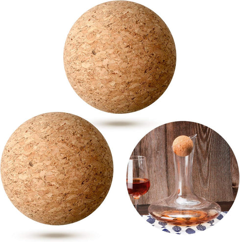 Shappy 2 Pieces Cork Ball Wooden Cork Ball Stopper for Wine Glass Decanter Stopper Replacement Wine Carafe Decanter Bottle Replacement for Christm...